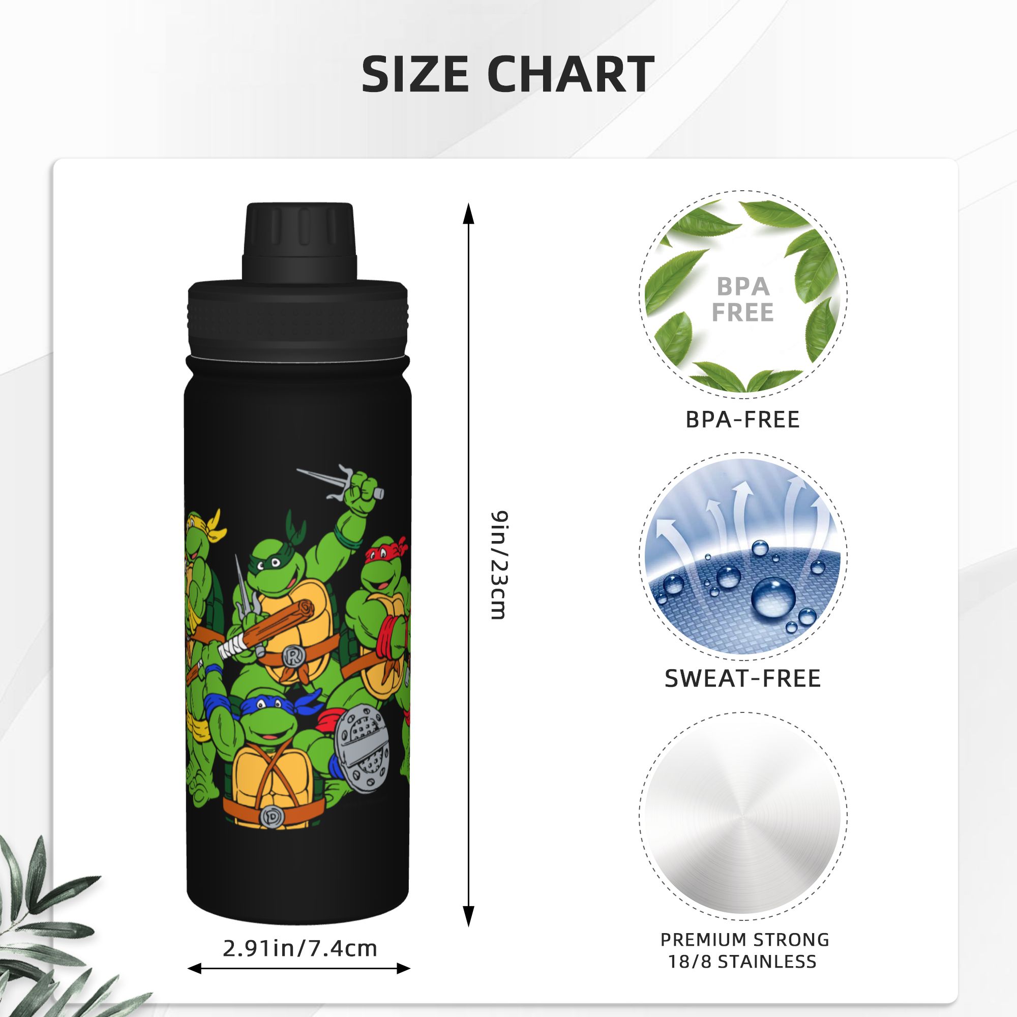 Cartoon Ninja T-Turtles 18OZ S - огляд і ціна Sports Water Bottle Insulated